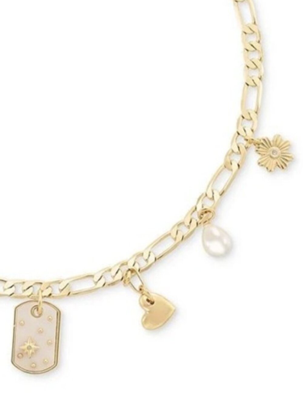 ON 34th Gold Disc, Dog Tag, Flower, Heart, Pearl, Teardrop Charms Necklace - Picture 4 of 7